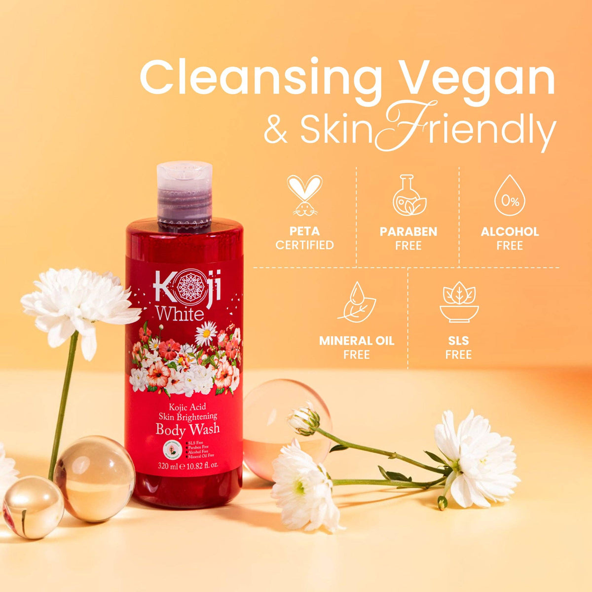 Gel douche clarifiant pour le corps à l'acide kojique