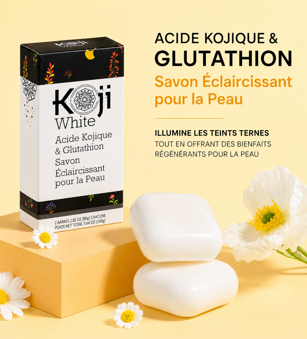 Savon clarifiant à l'Acide Kojique & Glutathion (2 Barres)