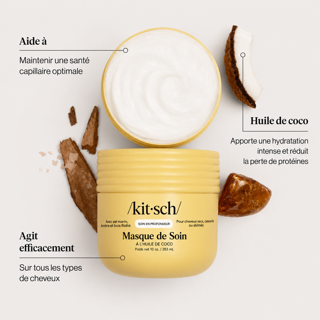 Masque de soin profond à l'huile de coco hydratante