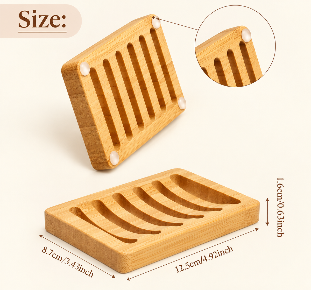 Porte-savon en bambou naturel avec drainage